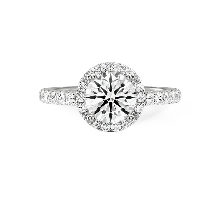 Halo half pave ring RD 0.93 D VVS2 IGI in white gold