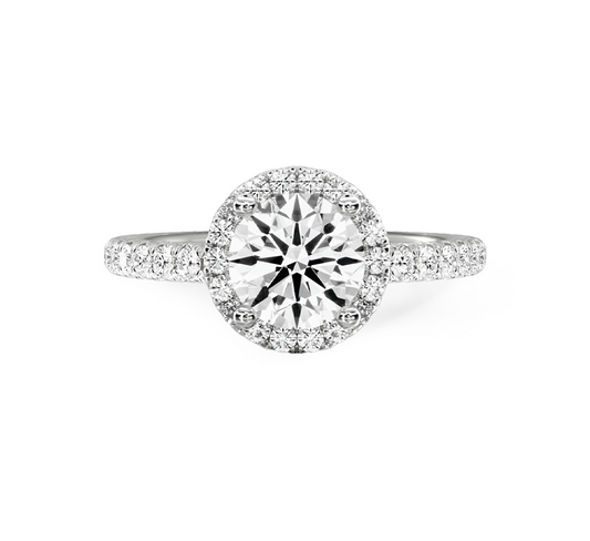 Halo half pave ring RD 0.93 D VVS2 IGI in white gold