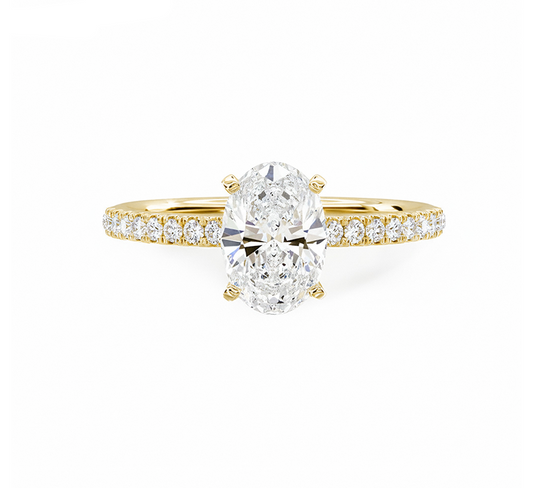 Simple half pave ring OV 0.8 D VS1 IGI in yellow gold