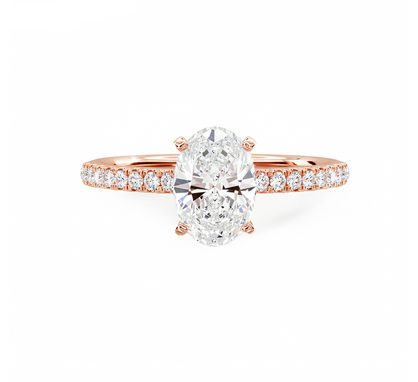 Simple half pave ring OV 0.5 D VS1 IGI in rose gold