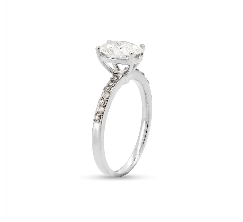 Simple half pave ring OV 1.5 D VVS2 IGI in white gold