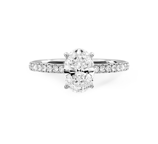 Simple half pave ring OV 0.80 D VVS2 IGI in white gold