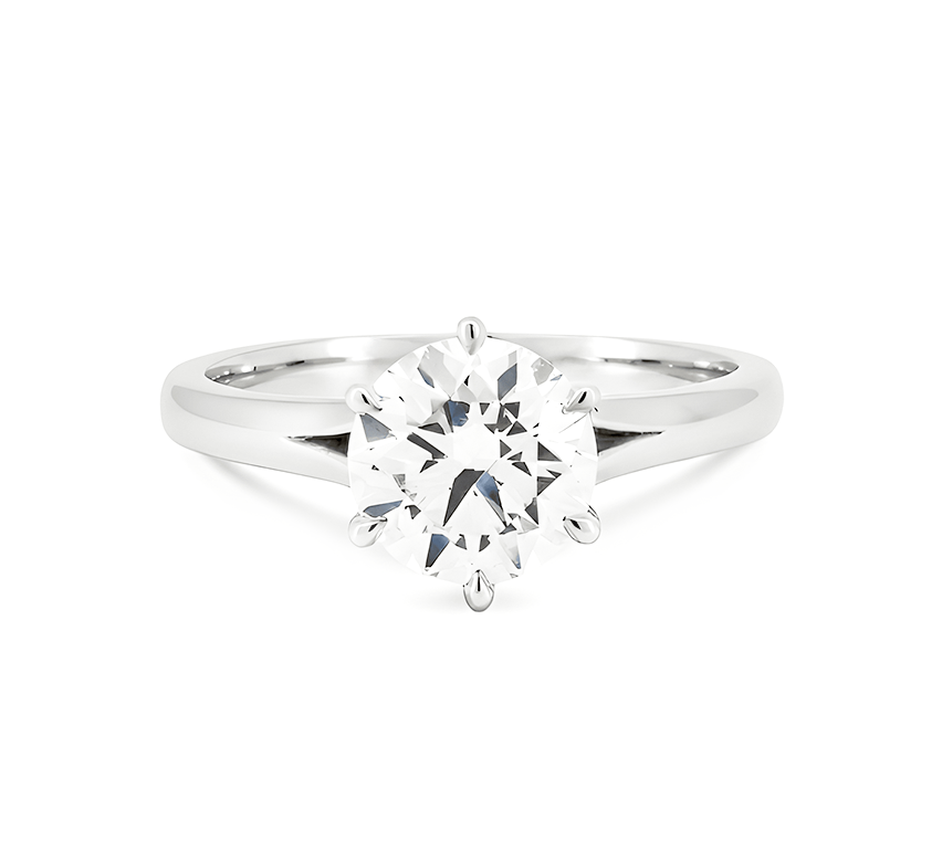 6 prong branching band ring RD 1.2 D VVS2 IGI in platinum