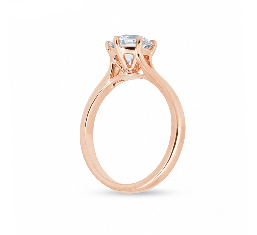 6 prong branching band ring RD 0.48 in white gold