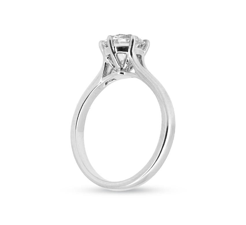 6 prong branching band ring RD 0.74 E VVS2 IGI in white gold