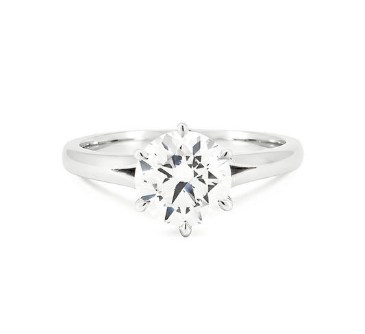 6 prong branching twist band ring RD 0.4ct white gold