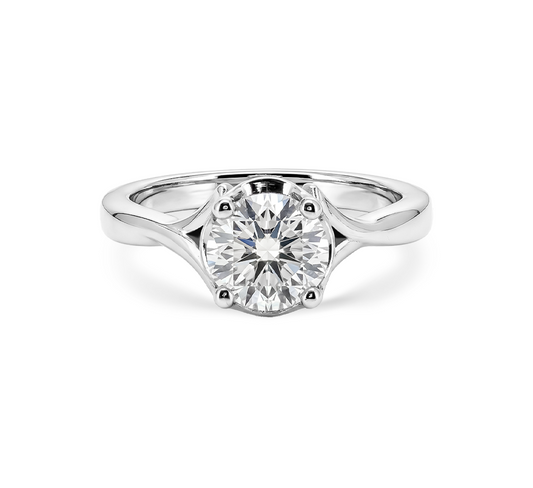 4 prong branching twist band ring white gold