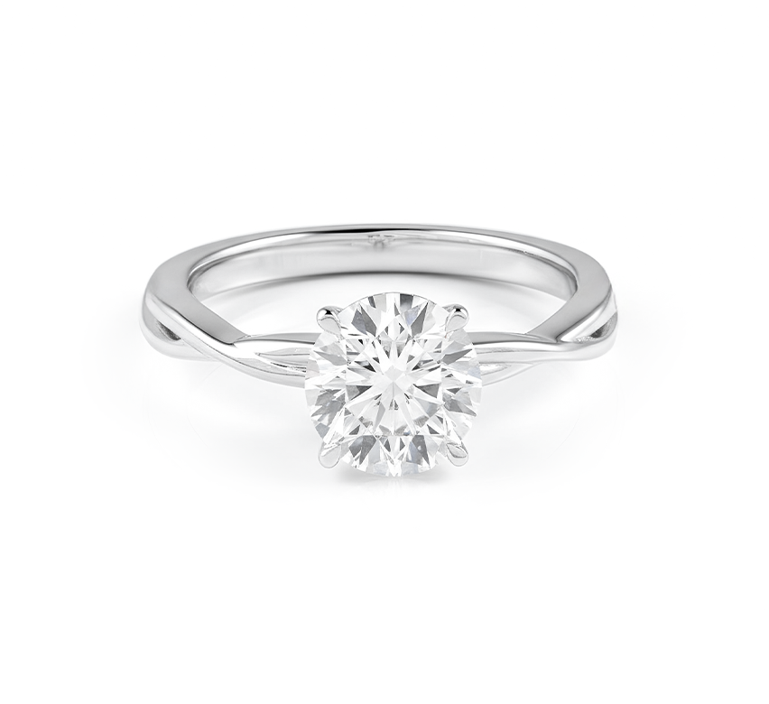 Plain twist ring RD 1.02 D VVS2 IGI in white gold