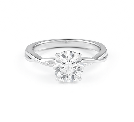 Plain twist ring RD 1.02 D VVS2 IGI in white gold