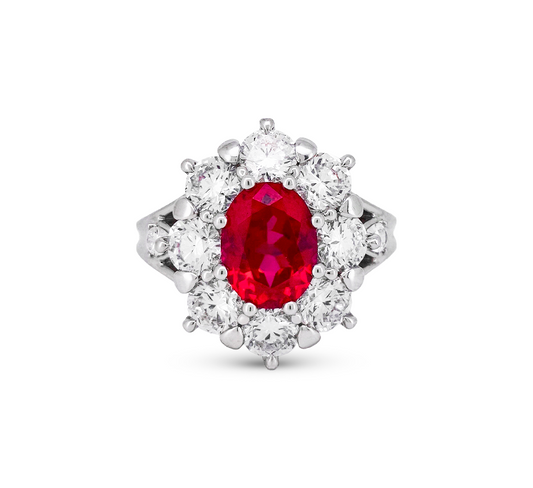 Diana ring in Ruby Oval 2ct in white gold