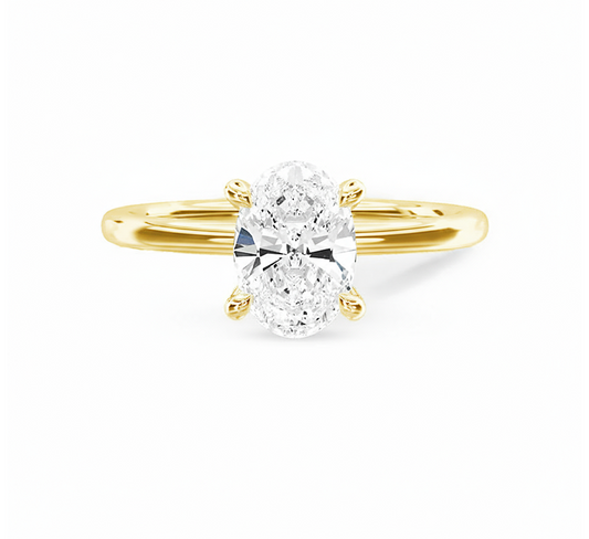 Classic 4 prong high setting with hidden halo OV 2.09 D VS1 IGI in yellow gold