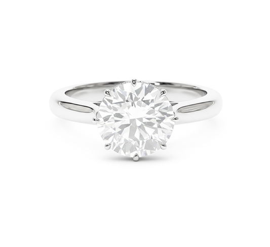 Crown 8 prongs ring RD 2.21 D VVS2 IGI in white gold