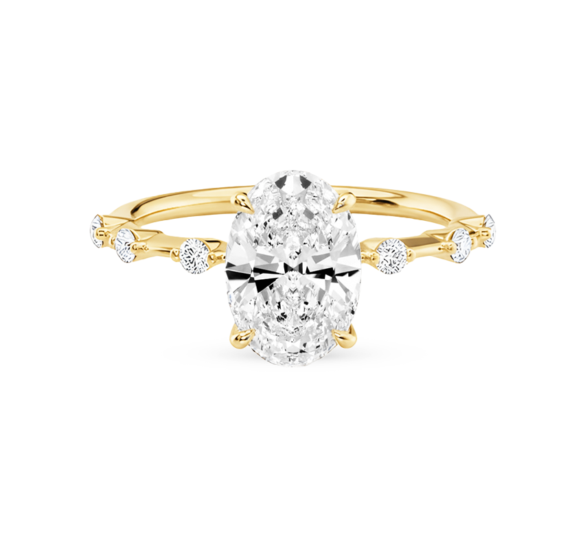 Floating pave ring OV 1.02 D VS1 IGI in yellow gold
