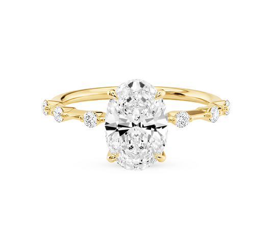 Floating pave ring OV 2.51 D VS1 IGI in yellow gold