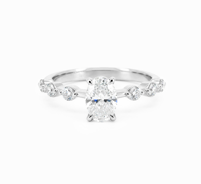 Floating pave ring OV 0.5ct in white gold