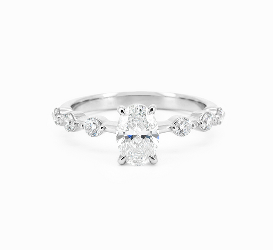 Floating pave ring OV 0.5ct in white gold