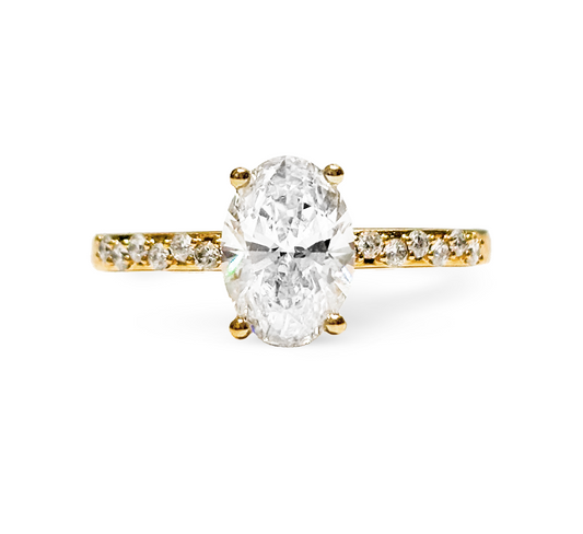 Melody pave ring OV 1.01 D VVS2 IGI in yellow gold