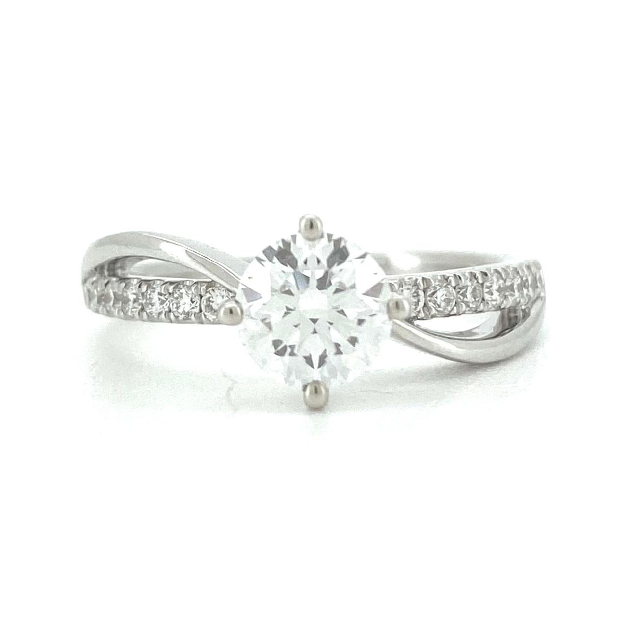 Wave pave ring RD 0.7 D VS1 IGI in white gold