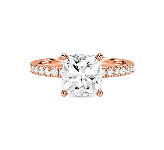 Classic pave ring PR 1.49 D VVS2 IGI in rose gold