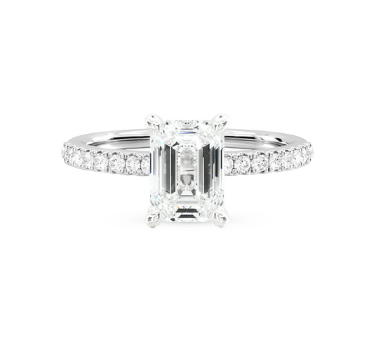 Half pave high setting ring EM 1.03 D VS2 IGI in white gold