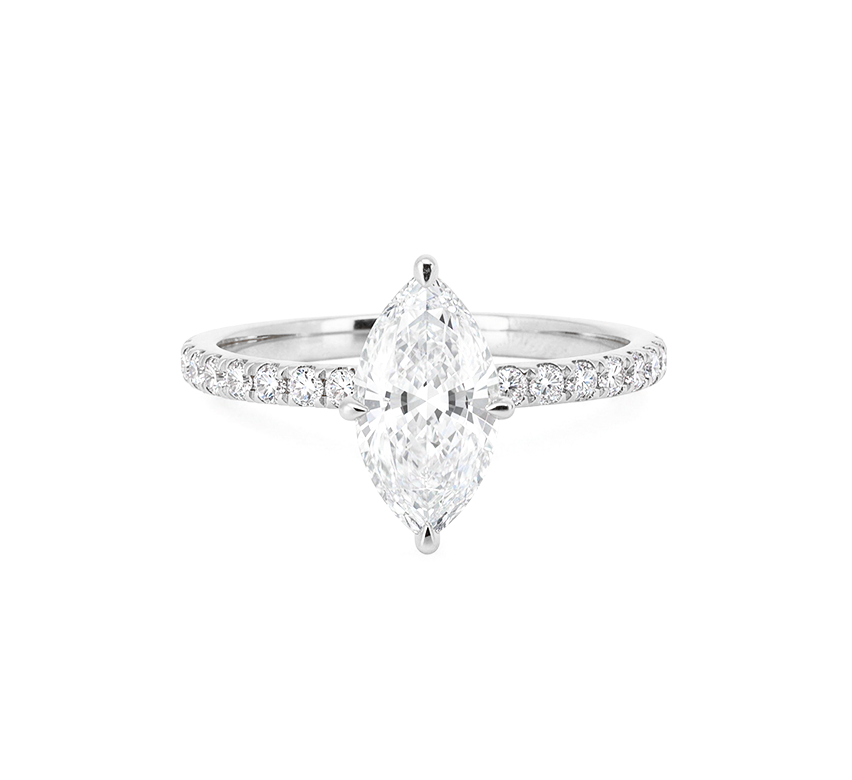 Half pave high setting ring MA 0.9 D VVS2 IGI in white gold