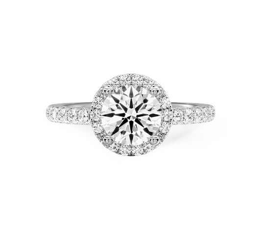 Halo half pave ring RD 0.71 D VVS2 IGI in white gold