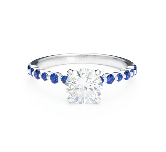 Floating sapphire pave ring RD 1 D VVS1 IGI in white gold