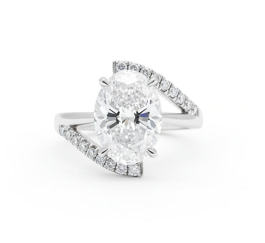 Oval diagonal ring OV 3.09 D VVS2 IGI in white gold