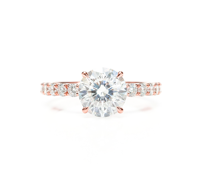 Classic half pave ring RD 4.22 D VVS2 IGI in rose gold