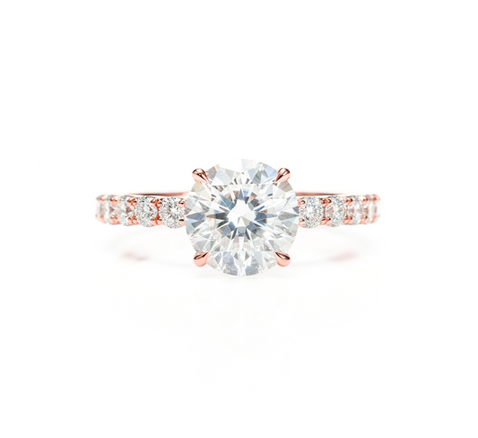 Classic half pave ring RD 4.22 D VVS2 IGI in rose gold