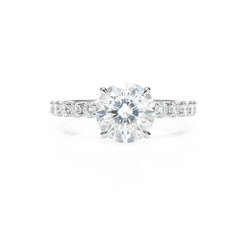 Classic half pave ring RD 4.22 D VVS2 IGI in white gold