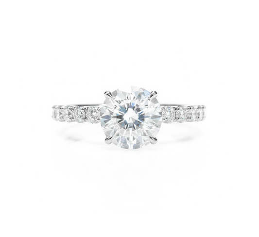 Classic half pave ring RD 4.22 D VVS2 IGI in white gold