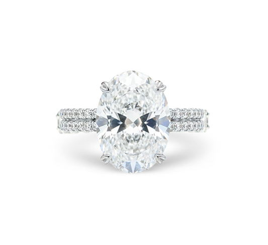 2 row micropave ring OV 5.03 D VVS2 in white gold