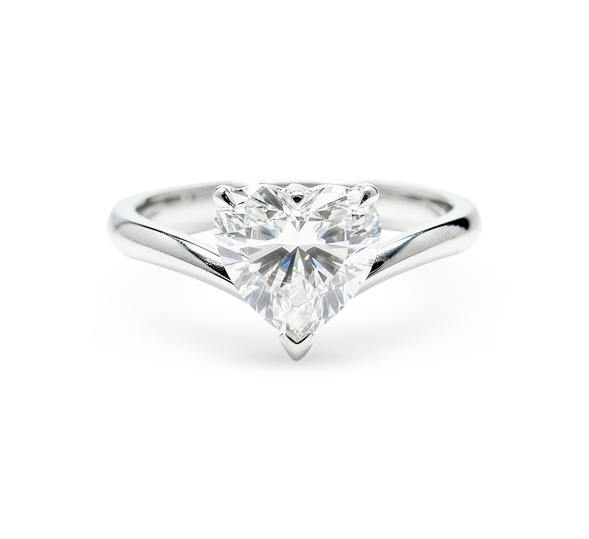V heart ring HE 1.09 E VS1 IGI in white gold