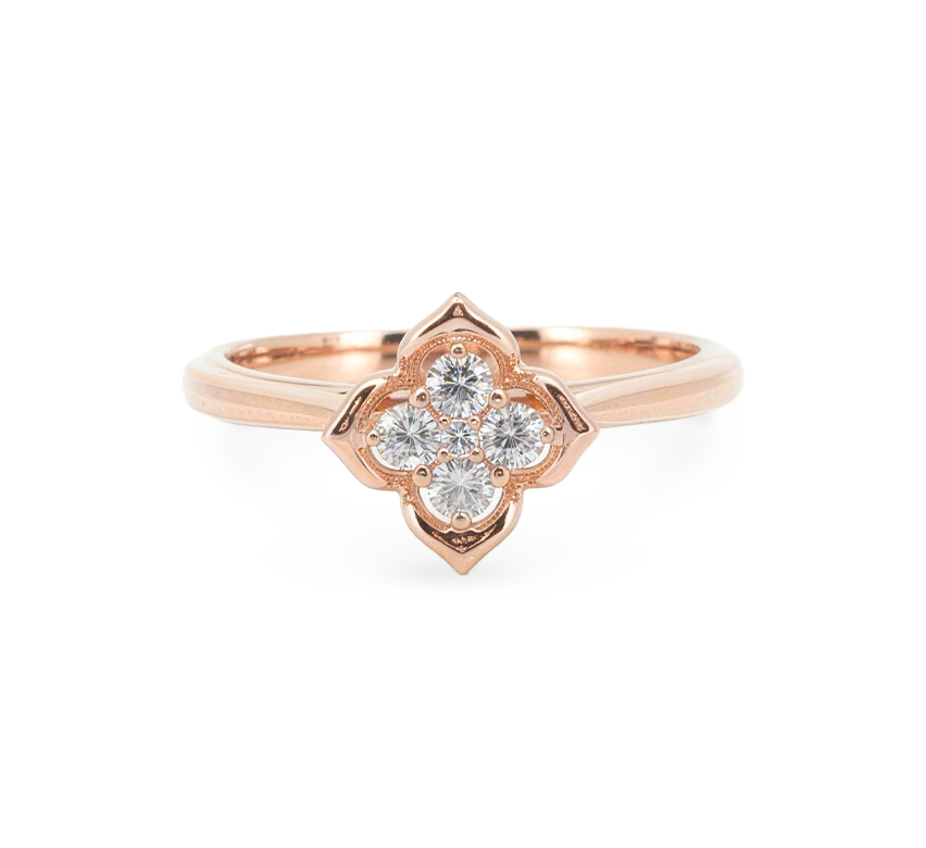 Flower series set A ring in rose gold