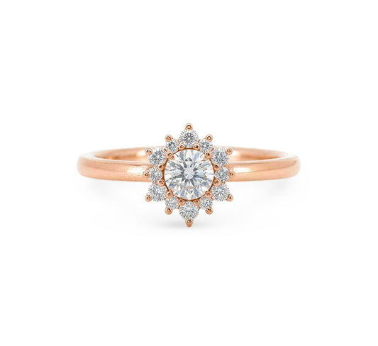 Flower series set E rings in rose gold