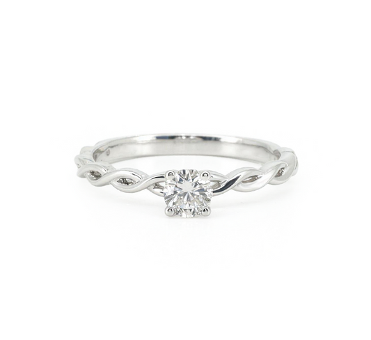 Plain twist ring B RD 0.3ct in white gold