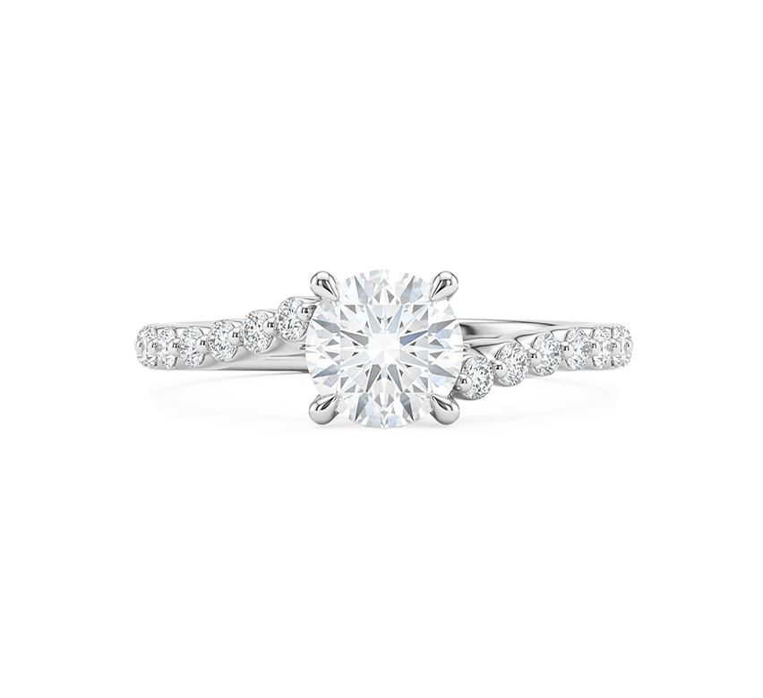 Floating twist ring RD 0.4ct in white gold