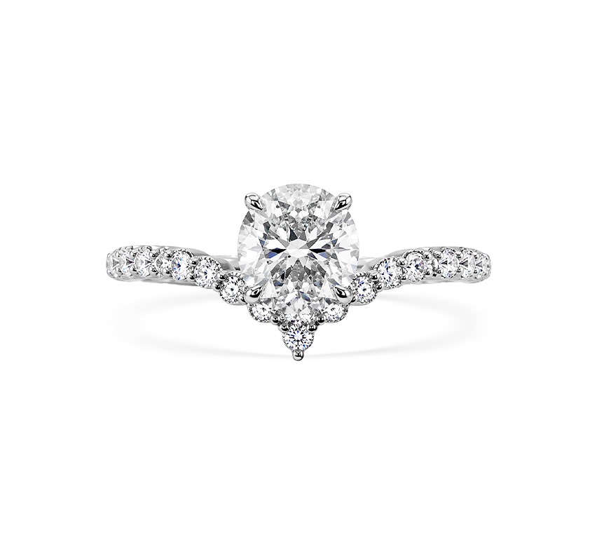 Floating v ring RD 0.5ct in white gold