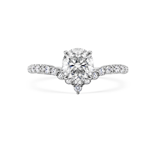 Floating v ring RD 0.5ct in white gold