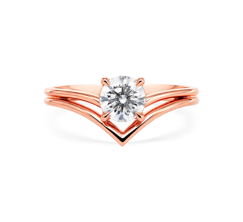 Double v line ring RD 0.3ct in rose gold