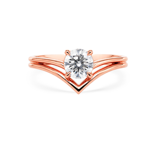 Double v line ring RD 0.3ct in rose gold
