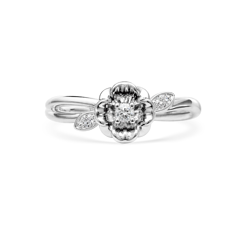 Flower series D RD 0.02ct in white gold