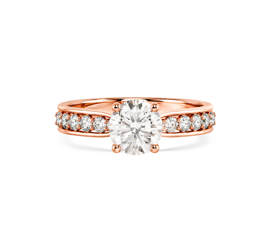 Floating pave bezel ring RD 0.9 D VS1 IGI in rose gold