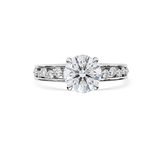 Floating melody pave bezel ring RD 1 D VVS2 in white gold