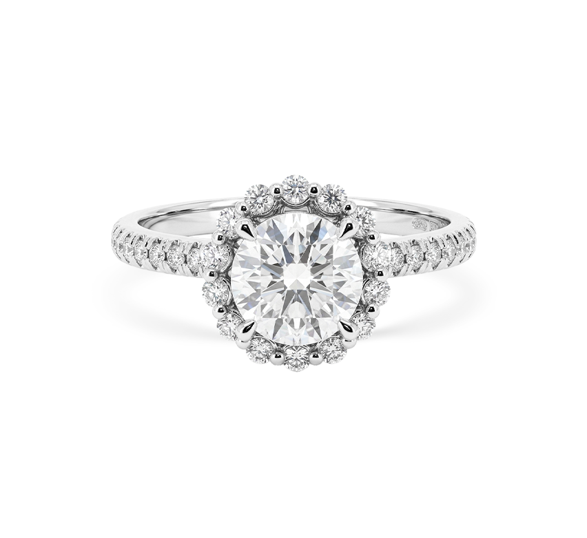 Flower series set F ring RD 0.88 D VS1 IGI in white gold