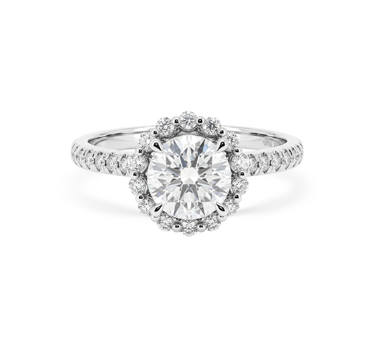 Flower series set F ring RD 0.88 D VS1 IGI in white gold