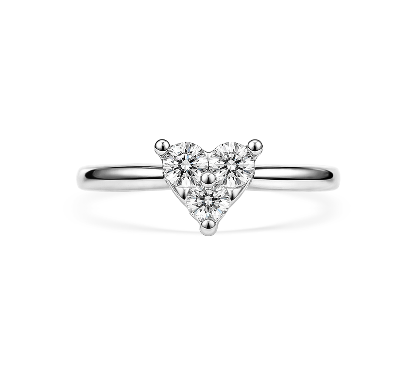 Flower pave ring in white gold
