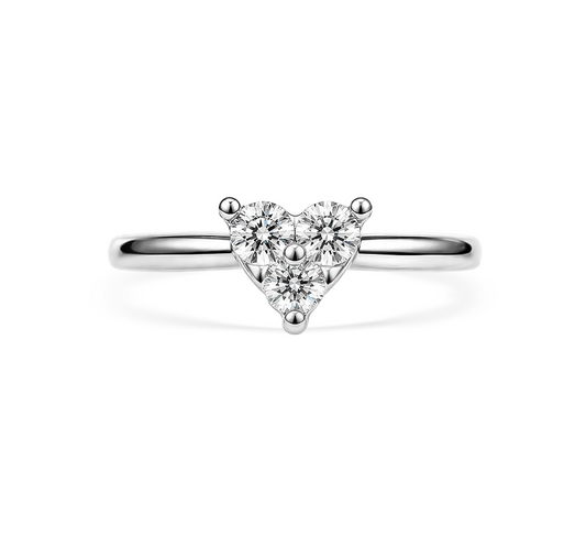 Flower pave ring in white gold