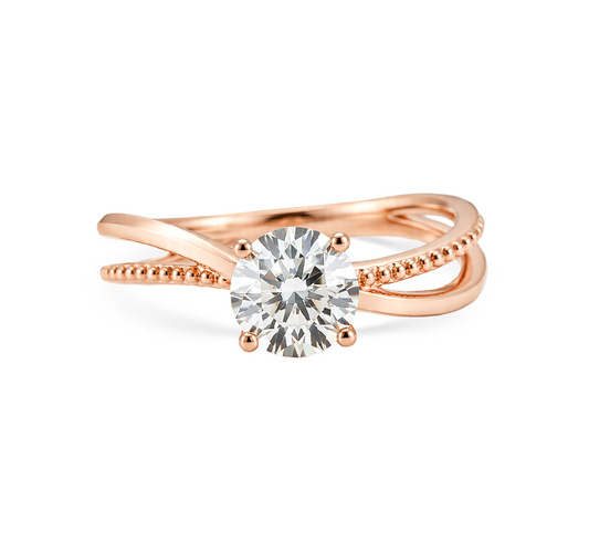 Double safari twist ring RD 0.7 D VS1 IGI in rose gold